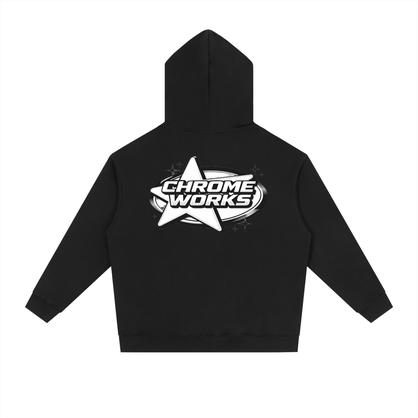 Heavyweight Black “Chrome Works” Hoodie