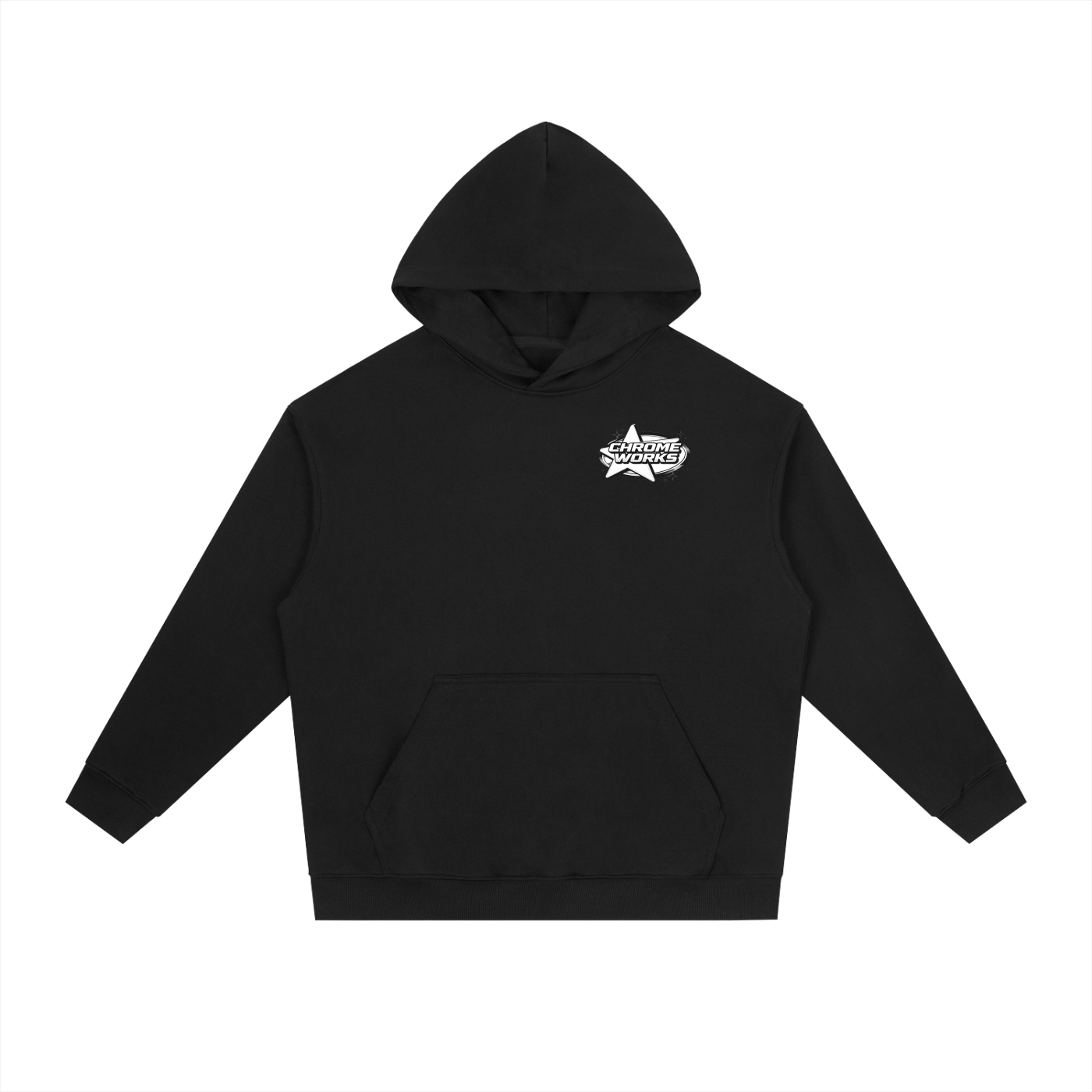 Heavyweight Black “Chrome Works” Hoodie
